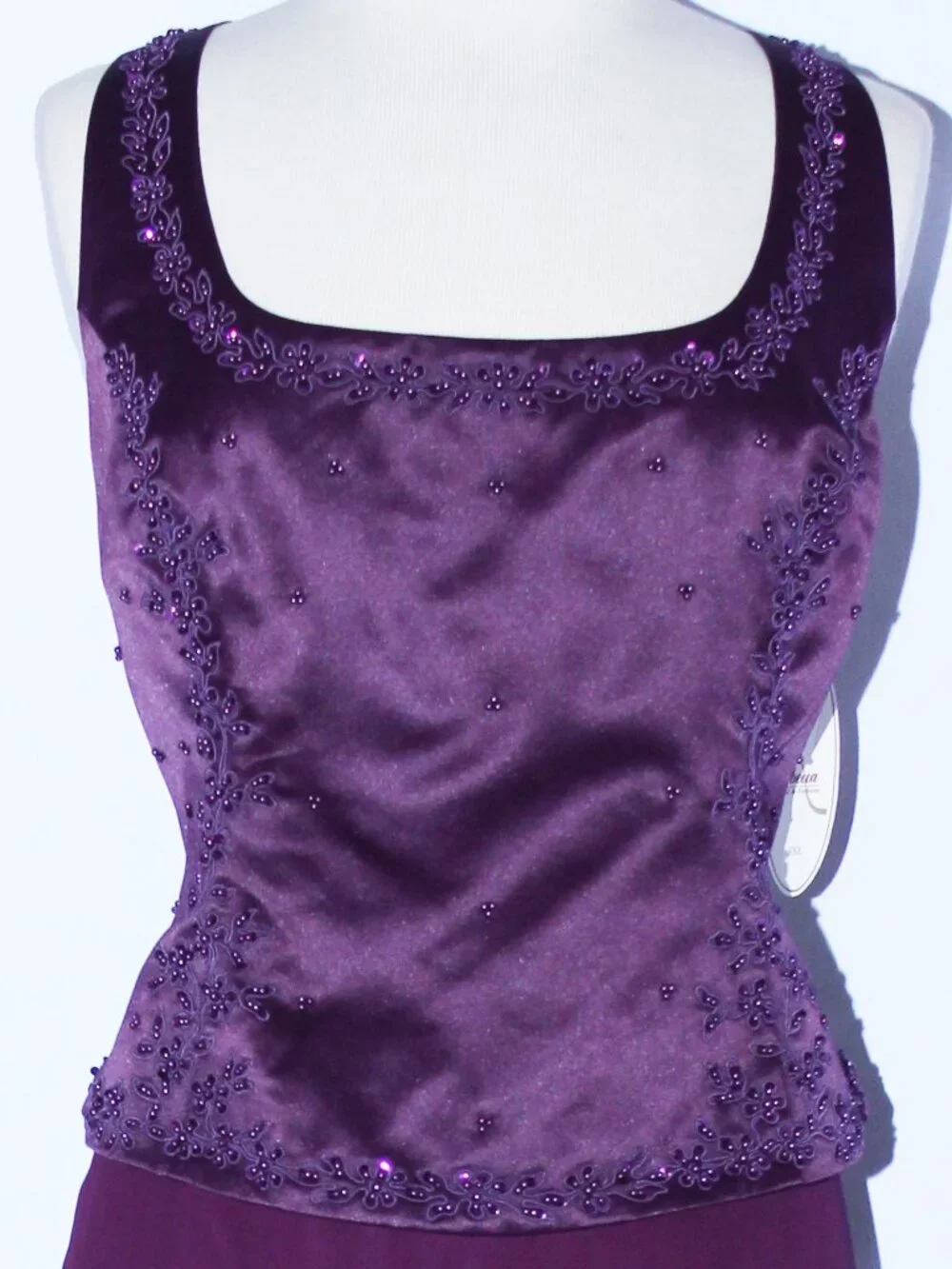 Rebecca #1353 Satin & Chiffon Mother of Bride or Groom Dress-Size 3X-PLUM-NWT - Picture 5 of 5